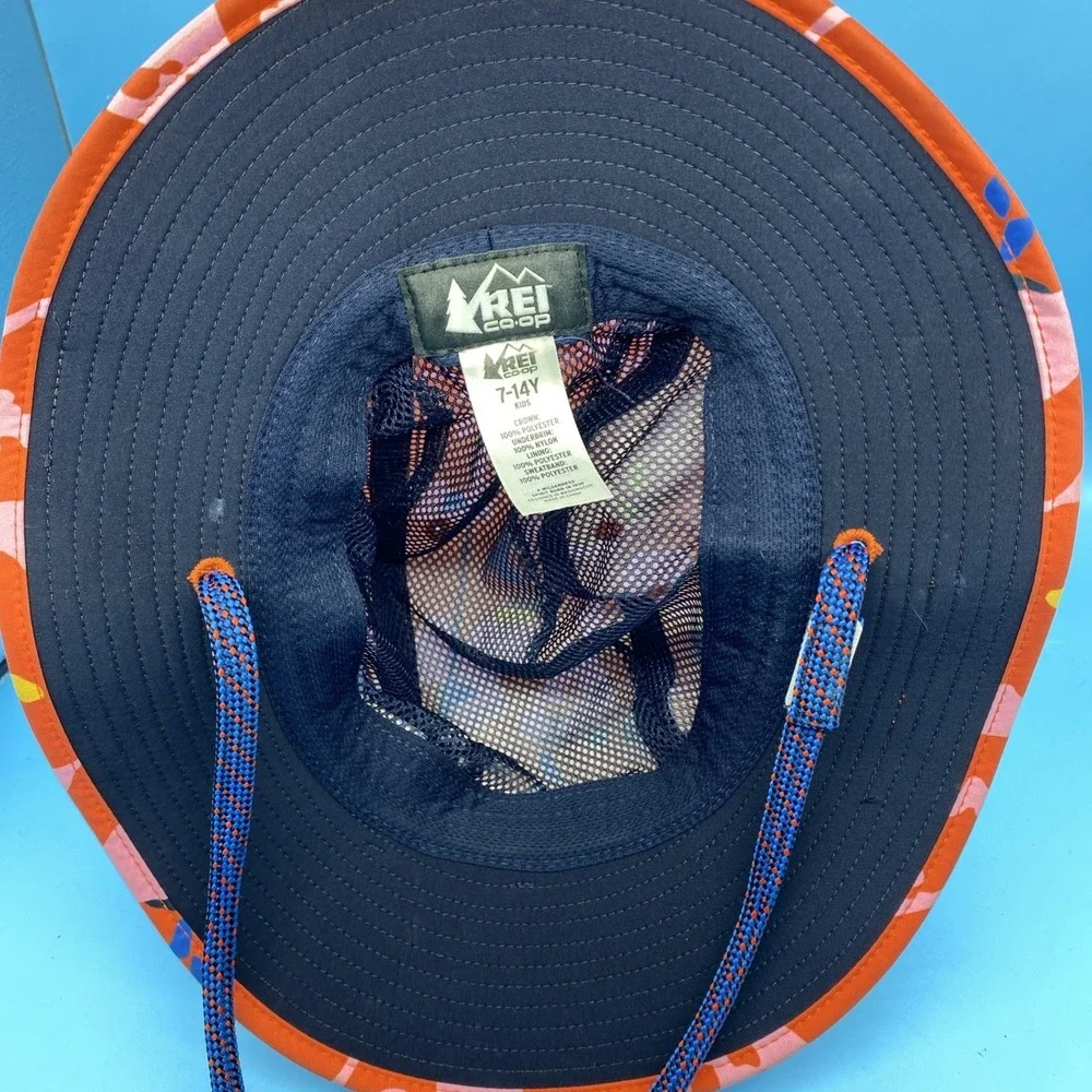 REI Co-op Kids Gray Nylon Mesh Sun Hat Wide Brim Chin Strap 7-14Y 21445-S20